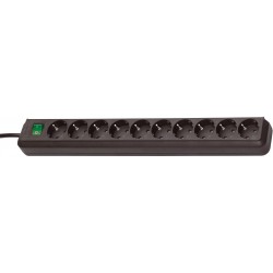 Brennenstuhl Eco-Line Power Strip 10-Fold [Cable 3m - Black] (1159300010)