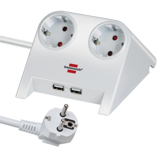 Brennenstuhl Πολύπριζο Γραφείου 2 Θέσεων με 2 Θύρες USB και Καλώδιο 1.8m/ H05VV-F/ 3G1,5 White (1153520222) Brennenstuhl Πολύπριζο Γραφείου 2 Θέσεων με 2 Θύρες USB και Καλώδιο 1.8m/ H05VV-F/ 3G1,5 White (1153520222)