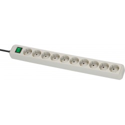 Brennenstuhl Eco-Line Πολύπριζο Ασφαλείας 10 Θέσεων με Διακόπτη και Καλώδιο 3m/ H05VV-F/ 3G1,5 Light Grey (1159350010)