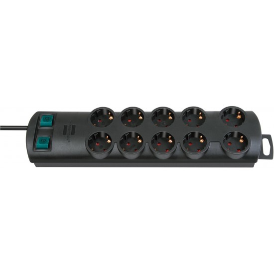 Brennenstuhl Primera-Line Power Strip 10-Fold [2 Switches / 5 Sockets each - Cable 2m - Black] (1153300120)