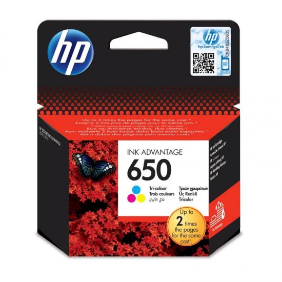 HP 650 Γνήσιο Μελάνι Εκτυπωτή InkJet - Πολύχρωμο (Tri-Color) HP 650 Γνήσιο Μελάνι Εκτυπωτή InkJet - Πολύχρωμο (Tri-Color)