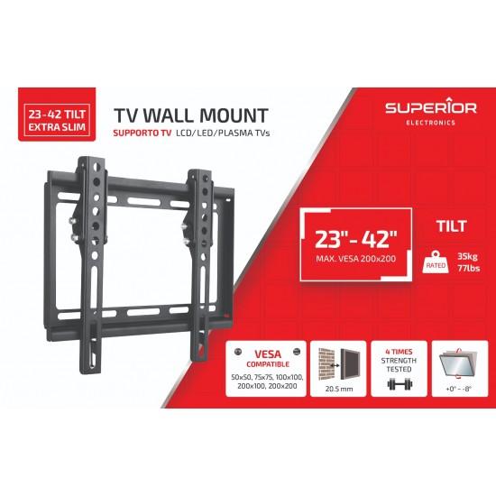 Superior Επιτοίχια Βάση Τηλεόρασης Tilt Extra Slim 23"-42" (SUPSTV008) Superior Επιτοίχια Βάση Τηλεόρασης Tilt Extra Slim 23"-42" (SUPSTV008)