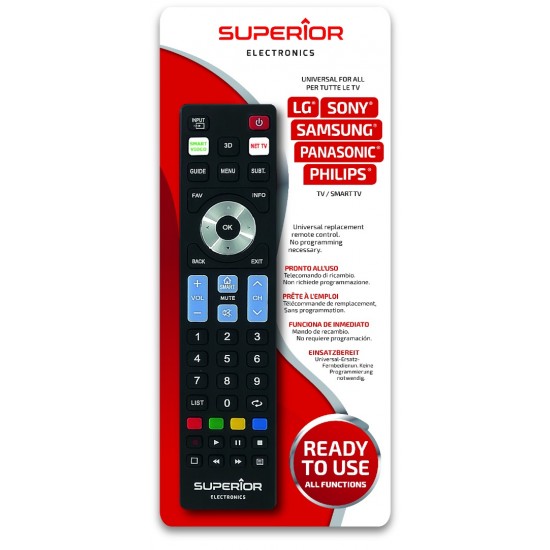 Superior Τηλεχειριστήριο Αντικατάστασης Multibrand Ready5 Smart για Samsung, LG, Sony, Panasonic, Philips - Plug & Play (SUPTRB019) Superior Τηλεχειριστήριο Αντικατάστασης Multibrand Ready5 Smart για Samsung, LG, Sony, Panasonic, Philips - Plug & Play (SUPTRB019)