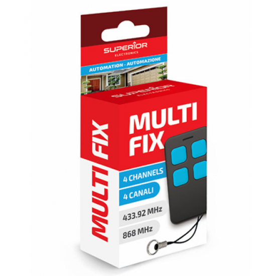 Superior Τηλεχειριστήριο Γκαραζόπορτας Multi-Fix με 4 Κανάλια, Προγραμματιζόμενα Ανεξάρτητα σε Συχνότητες 433,92-868,35 MHz (SUPRF007) Superior Τηλεχειριστήριο Γκαραζόπορτας Multi-Fix με 4 Κανάλια, Προγραμματιζόμενα Ανεξάρτητα σε Συχνότητες 433,92-868,35 MHz (SUPRF007)