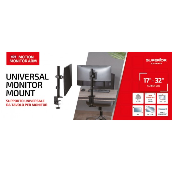 Superior Επιτραπέζια Βάση Οθόνης 17"-32" με Ρυθμιζόμενο Βραχίονα (SUPSPC001) Superior Επιτραπέζια Βάση Οθόνης 17"-32" με Ρυθμιζόμενο Βραχίονα (SUPSPC001)