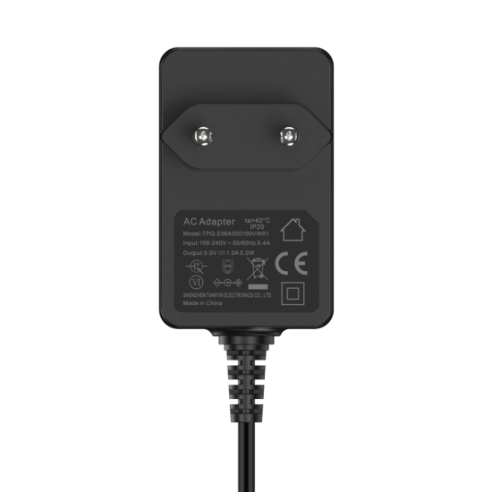 VENTION EU Power Adapter 5W (5V/1A), 3.5 * 1.35 with 1.5M Cable Black (TPQ-236A0501)