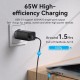 VENTION 3-Port USB (C+C+A) GaN Charger (65W/30W/30W) EU-Plug Black (FEDB0-EU)