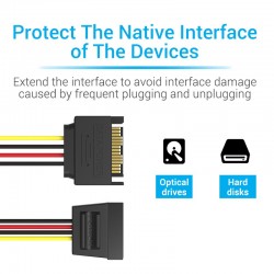 VENTION SATA 15-Pin Power Extension Cable 0.3M Black (KDABY)