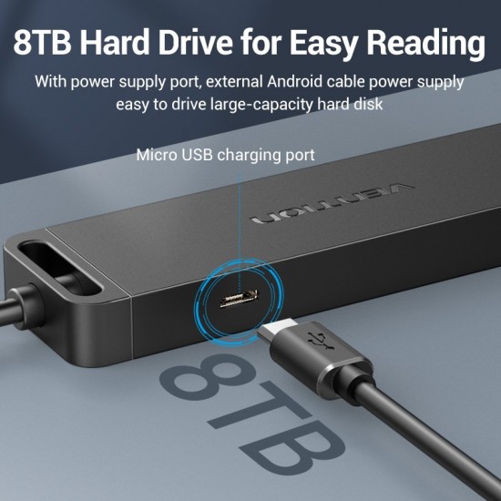 VENTION 4-Port USB 3.0 Hub with Type-C & USB 3.0 2-in-1 Interface and Power Supply 0.15M Black ABS Type (CHTBB)