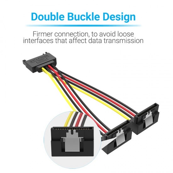 VENTION SATA 15-Pin Male to 2*15-Pin 90° Female Power Splitter 0.15M Black (KDBBB) VENTION SATA 15-Pin Male to 2*15-Pin 90° Female Power Splitter 0.15M Black (KDBBB)