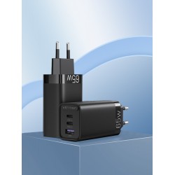 VENTION 3-Port USB (C+C+A) GaN Charger (65W/30W/30W) EU-Plug Black (FEDB0-EU)