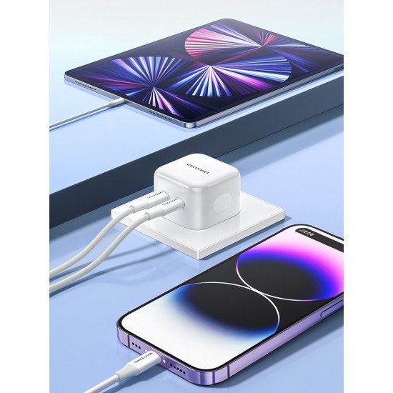 VENTION 2-Port USB (C+C) GaN Charger (35W/35W) EU-Plug White (FBPW0-EU) VENTION 2-Port USB (C+C) GaN Charger (35W/35W) EU-Plug White (FBPW0-EU)