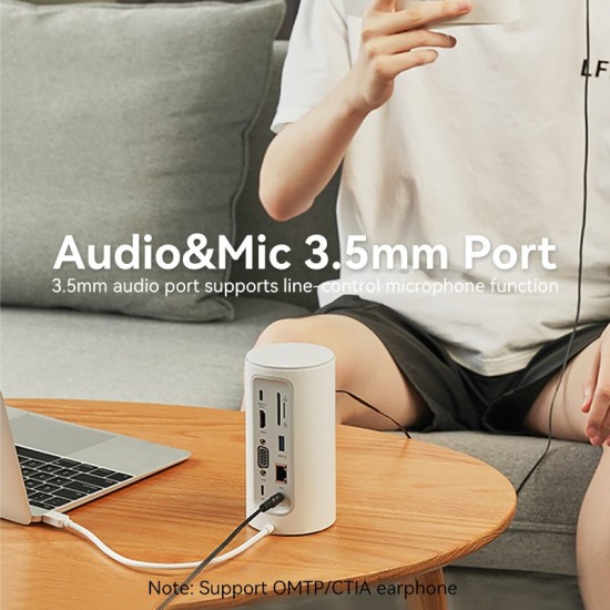 VENTION Type-C to HDMI/VGA/USB 3.1 Gen 1-C/USB 3.0x3/RJ45/SD/TF/TRRS 3.5mm/PD 100W/DC 10W Docking Station White Vertical Type (TPHWC-EU) VENTION Type-C to HDMI/VGA/USB 3.1 Gen 1-C/USB 3.0x3/RJ45/SD/TF/TRRS 3.5mm/PD 100W/DC 10W Docking Station White Vertical Type (TPHWC-EU)