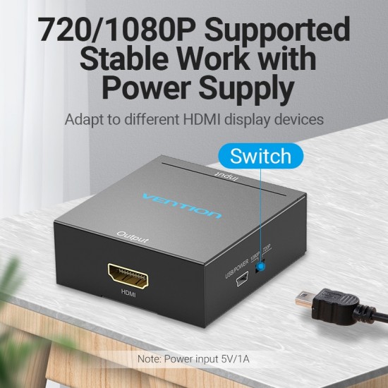 VENTION RCA to HDMI Converter Black Metal Type (AEFB0) VENTION RCA to HDMI Converter Black Metal Type (AEFB0)