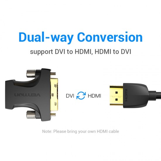 VENTION HDMI Female to DVI (24+1) Male Adapter Black (AILB0) VENTION HDMI Female to DVI (24+1) Male Adapter Black (AILB0)