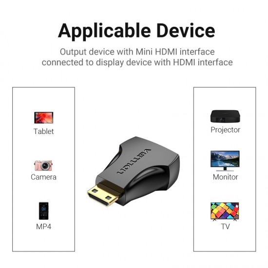 VENTION Mini HDMI Male to HDMI Female Adapter Black (AISB0) VENTION Mini HDMI Male to HDMI Female Adapter Black (AISB0)