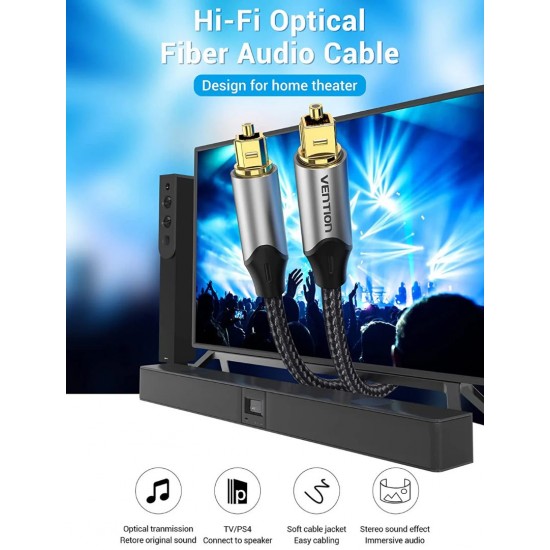 VENTION Optical Fiber Audio Cable 3M Black Aluminum Alloy Type (BAVHI) VENTION Optical Fiber Audio Cable 3M Black Aluminum Alloy Type (BAVHI)