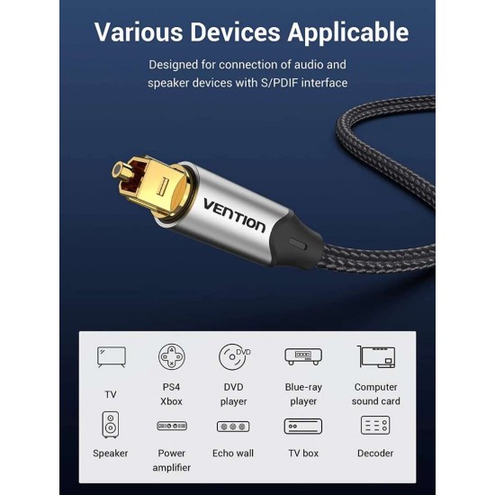 VENTION Optical Fiber Audio Cable 3M Black Aluminum Alloy Type (BAVHI) VENTION Optical Fiber Audio Cable 3M Black Aluminum Alloy Type (BAVHI)