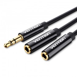 VENTION 3.5mm Male to 2*3.5mm Female Stereo Splitter Cable 0.3M Black ABS Type (BBSBY)