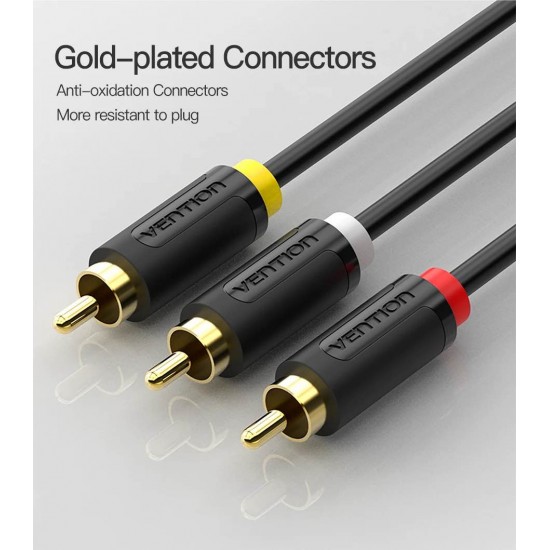 VENTION 3RCA Male to Male AV Cable 2M Black (BCABH) VENTION 3RCA Male to Male AV Cable 2M Black (BCABH)