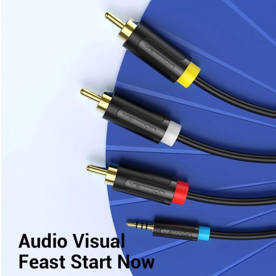 VENTION 2.5mm Male to 3RCA Male AV Cable 1.5M Black (BCCBG) VENTION 2.5mm Male to 3RCA Male AV Cable 1.5M Black (BCCBG)