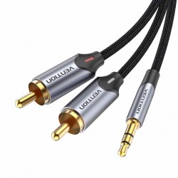 VENTION 3.5mm Male to 2RCA Male Audio Cable 1.5M Gray Aluminum Alloy Type (BCNBG)