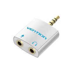 VENTION 4Pole 3.5mm Male to 2*3.5mm Female Audio Splitter with Separated Audio and Microphone Port Slivery