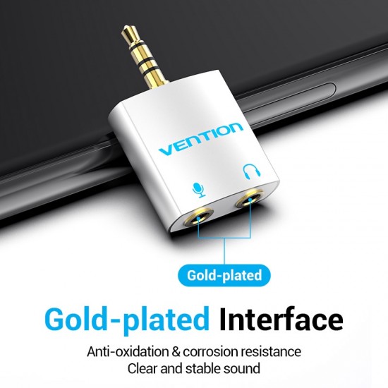 VENTION 4Pole 3.5mm Male to 2*3.5mm Female Audio Adapter Silvery Metal Type (BDBW0) VENTION 4Pole 3.5mm Male to 2*3.5mm Female Audio Adapter Silvery Metal Type (BDBW0)