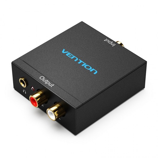 VENTION Optical Fiber/Coaxial Digital Audio to TRS 3.5mm/2RCA Audio Converter Black Aluminum Alloy Type (BDFB0) VENTION Optical Fiber/Coaxial Digital Audio to TRS 3.5mm/2RCA Audio Converter Black Aluminum Alloy Type (BDFB0)