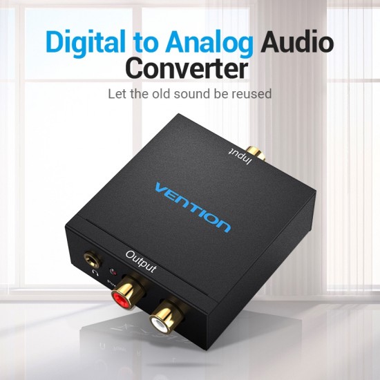VENTION Optical Fiber/Coaxial Digital Audio to TRS 3.5mm/2RCA Audio Converter Black Aluminum Alloy Type (BDFB0) VENTION Optical Fiber/Coaxial Digital Audio to TRS 3.5mm/2RCA Audio Converter Black Aluminum Alloy Type (BDFB0)