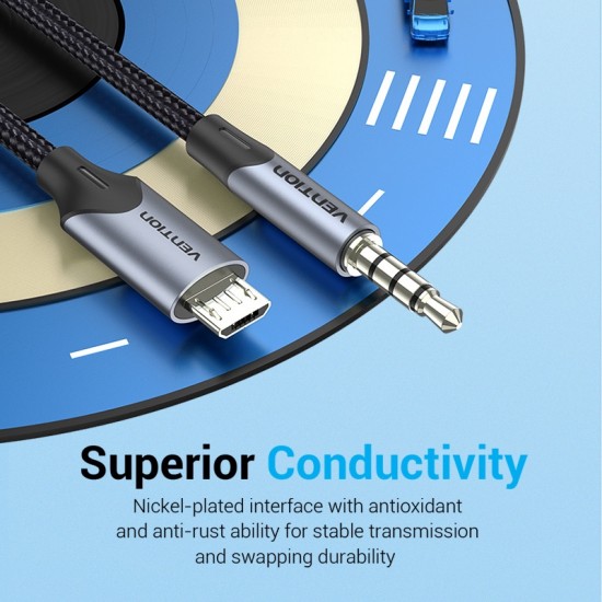 VENTION Micro USB Male to TRRS 3.5mm Male Audio Cable 2M Black (BDGBH) VENTION Micro USB Male to TRRS 3.5mm Male Audio Cable 2M Black (BDGBH)