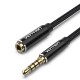 VENTION Cotton Braided TRRS 3.5mm Male to 3.5mm Female Audio Extension Cable 1M Black Aluminum Alloy Type (BHCBF) VENTION Cotton Braided TRRS 3.5mm Male to 3.5mm Female Audio Extension Cable 1M Black Aluminum Alloy Type (BHCBF)