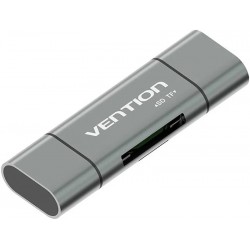 VENTION USB 3.0 A / Type-C / Micro USB Multi-Function Card Reader (SD+TF) Gray Metal Type (CCHH0)