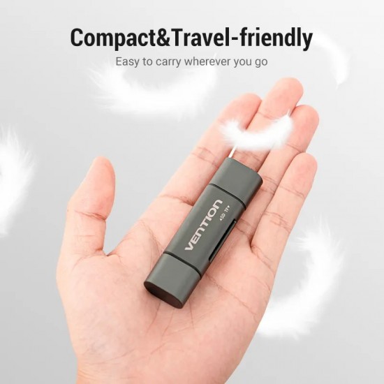 VENTION USB 3.0 A / Type-C / Micro USB Multi-Function Card Reader (SD+TF) Gray Metal Type (CCHH0) VENTION USB 3.0 A / Type-C / Micro USB Multi-Function Card Reader (SD+TF) Gray Metal Type (CCHH0)