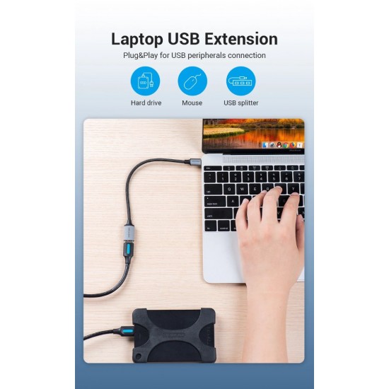 VENTION USB 3.0 Type-C Male to A Female OTG Cable 0.15M Gray Aluminum Alloy Type (CCXHB) VENTION USB 3.0 Type-C Male to A Female OTG Cable 0.15M Gray Aluminum Alloy Type (CCXHB)