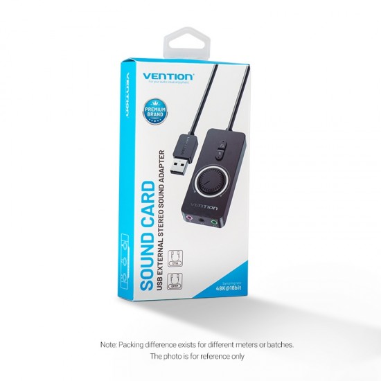 VENTION USB 2.0 External Stereo Sound Adapter with Volume Control 0.5M Black ABS Type (CDRBD) VENTION USB 2.0 External Stereo Sound Adapter with Volume Control 0.5M Black ABS Type (CDRBD)
