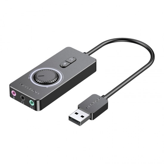 VENTION USB 2.0 External Stereo Sound Adapter with Volume Control 0.5M Black ABS Type (CDRBD) VENTION USB 2.0 External Stereo Sound Adapter with Volume Control 0.5M Black ABS Type (CDRBD)