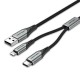 VENTION Nylon Braided USB 2.0 A Male to Type-C 3A & Micro B Male 2A Y-Splitter Cable 1M Gray Aluminum Alloy Type (CQGHF) VENTION Nylon Braided USB 2.0 A Male to Type-C 3A & Micro B Male 2A Y-Splitter Cable 1M Gray Aluminum Alloy Type (CQGHF)