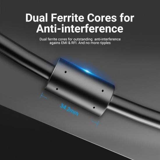 VENTION VGA (3+6) Male to Male Cable with Ferrite Cores 10M Black (DAEBL) VENTION VGA (3+6) Male to Male Cable with Ferrite Cores 10M Black (DAEBL)