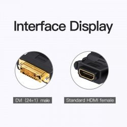 VENTION DVI (24+1) Male to HDMI Female Adapter Black (ECDB0)