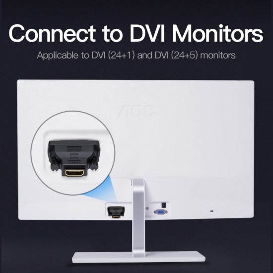 VENTION DVI (24+1) Male to HDMI Female Adapter Black (ECDB0) VENTION DVI (24+1) Male to HDMI Female Adapter Black (ECDB0)