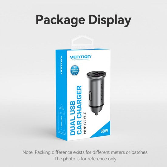 VENTION 2-Port USB (A+C) Car Charger (30W/30W) Gray Mini Style Aluminium Alloy Type (FFFH0) VENTION 2-Port USB (A+C) Car Charger (30W/30W) Gray Mini Style Aluminium Alloy Type (FFFH0)