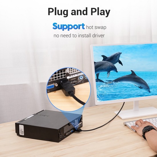 VENTION DisplayPort to DVI Cable 1M Black (HAFBF) VENTION DisplayPort to DVI Cable 1M Black (HAFBF)