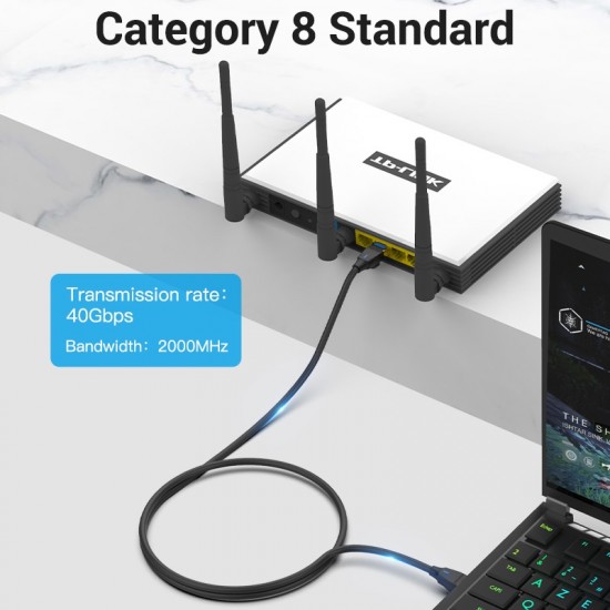 VENTION Cat.8 SFTP Patch Cable 1M Black Slim Type (IKIBF) VENTION Cat.8 SFTP Patch Cable 1M Black Slim Type (IKIBF)