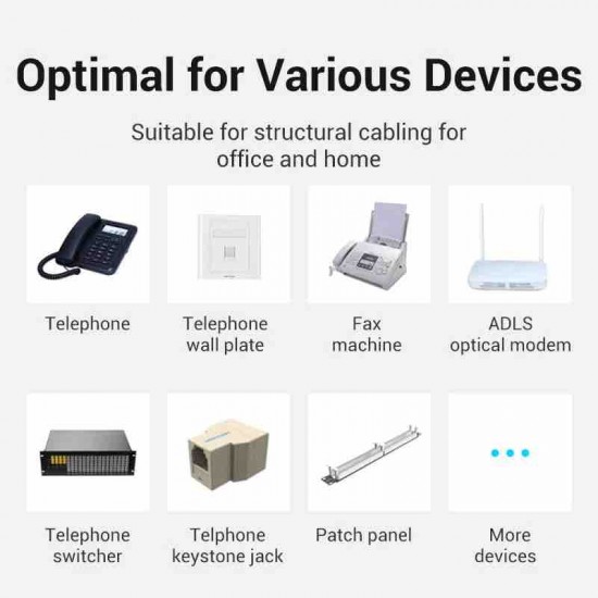 VENTION Flat 4-Core Telephone RJ11 Cable with 6P4C Plug 3M White (IQBWI) VENTION Flat 4-Core Telephone RJ11 Cable with 6P4C Plug 3M White (IQBWI)