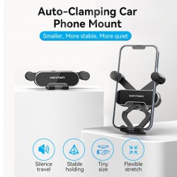 VENTION Auto-Clamping Car Phone Mount With Duckbill Clip Gray Crossbar Type (KCEH0)