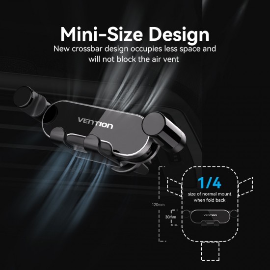 VENTION Auto-Clamping Car Phone Mount With Duckbill Clip Gray Crossbar Type (KCEH0)