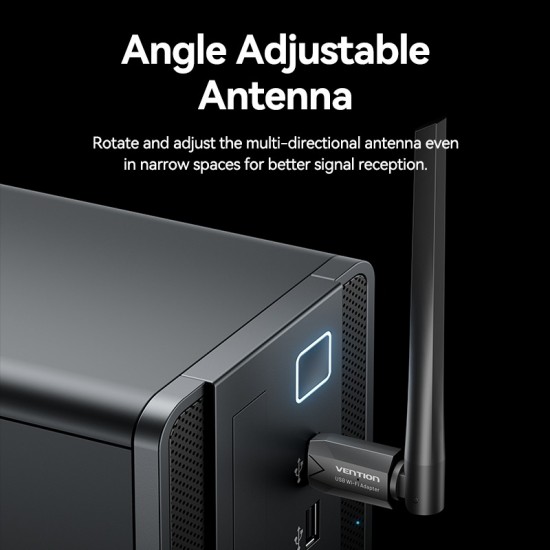VENTION AC650 USB Wi-Fi Dual Band Network Adapter with High-Gain Antenna Black (KDTB0)