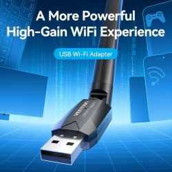 VENTION AC650 USB Wi-Fi Dual Band Network Adapter with High-Gain Antenna Black (KDTB0)