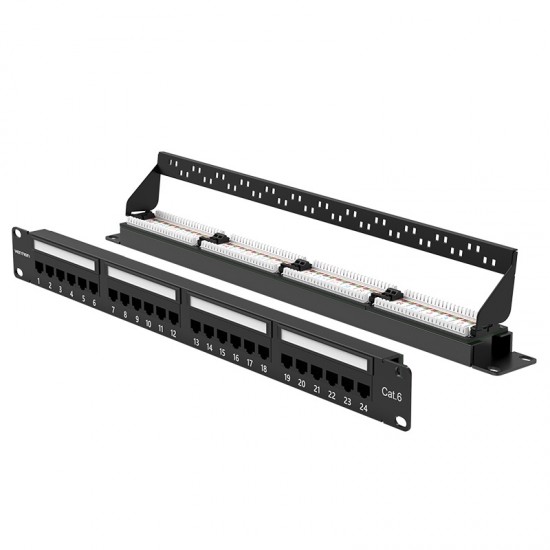VENTION Cat.6 UTP 24-Ports Keystone Patch Panel Black (KGAB0) VENTION Cat.6 UTP 24-Ports Keystone Patch Panel Black (KGAB0)